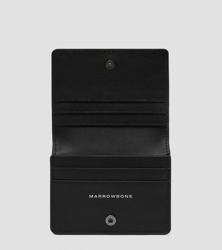 Marrowbone Leather Sacred Leather Card Wallet with skulls and square rivets